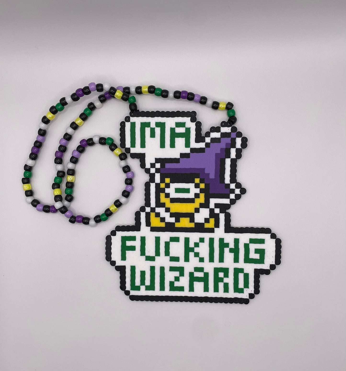 Subtronics I'm A Fucking Wizard Perler Necklace